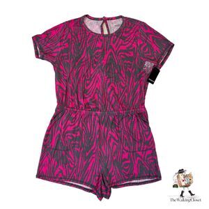 Torrid Romper Plus 0 Super Soft Zebra Elastic Waist Shorts Pockets Keyhole Back